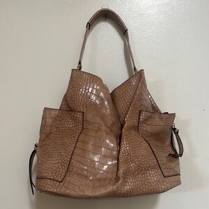 Elegant Brown Crocodile-Embossed Women's Bag